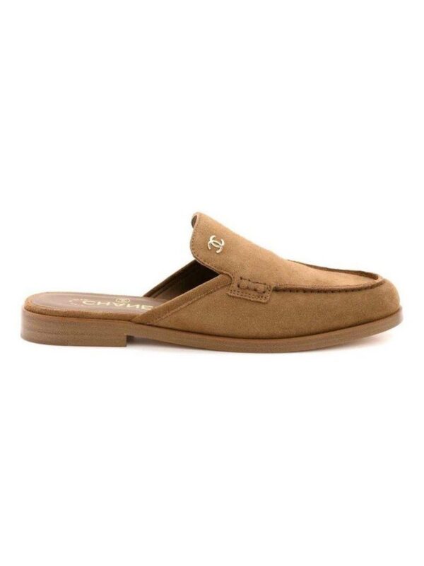 Suede Calfskin CC Mules