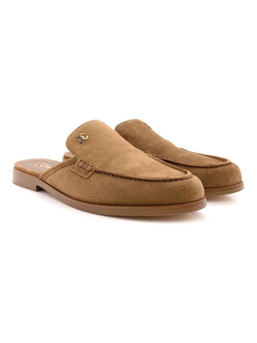 Suede Calfskin CC Mules