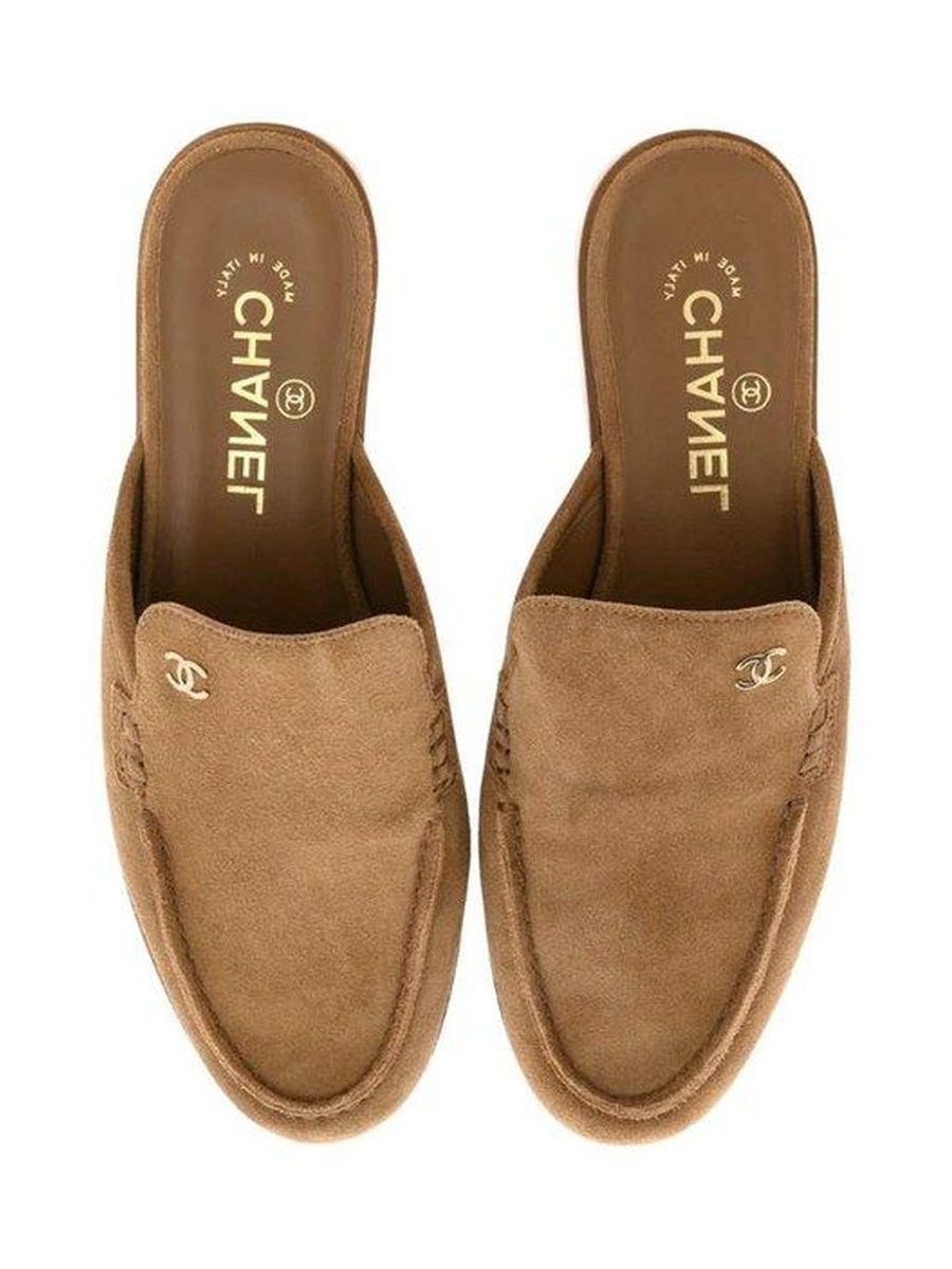 Suede Calfskin CC Mules