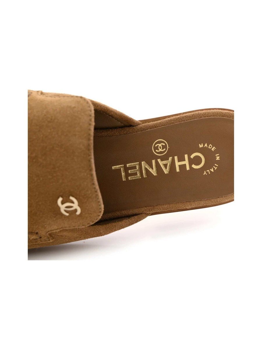 Suede Calfskin CC Mules