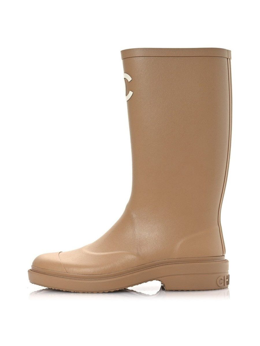 Chanel Wellington boots-brown