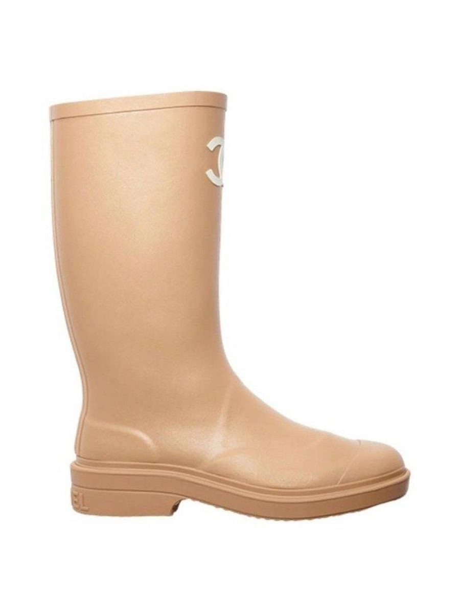Chanel Wellington boots-brown