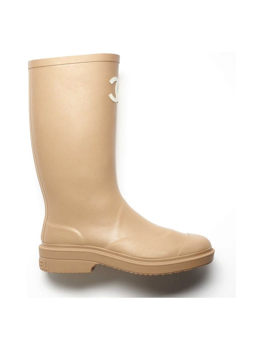 Chanel Wellington boots-brown