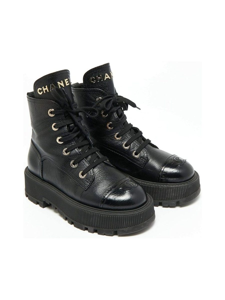 Chanel Black Combat Boots