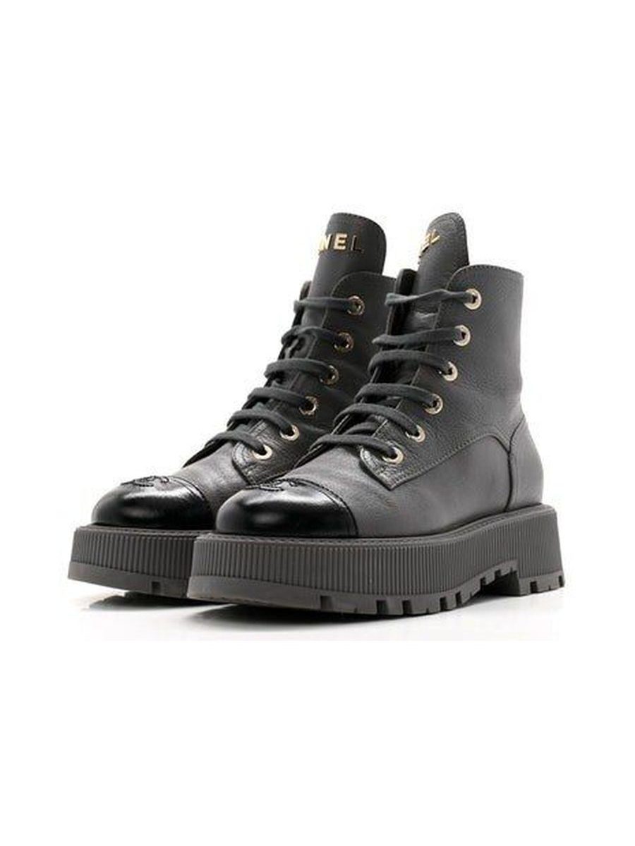 Chanel Black Combat Boots