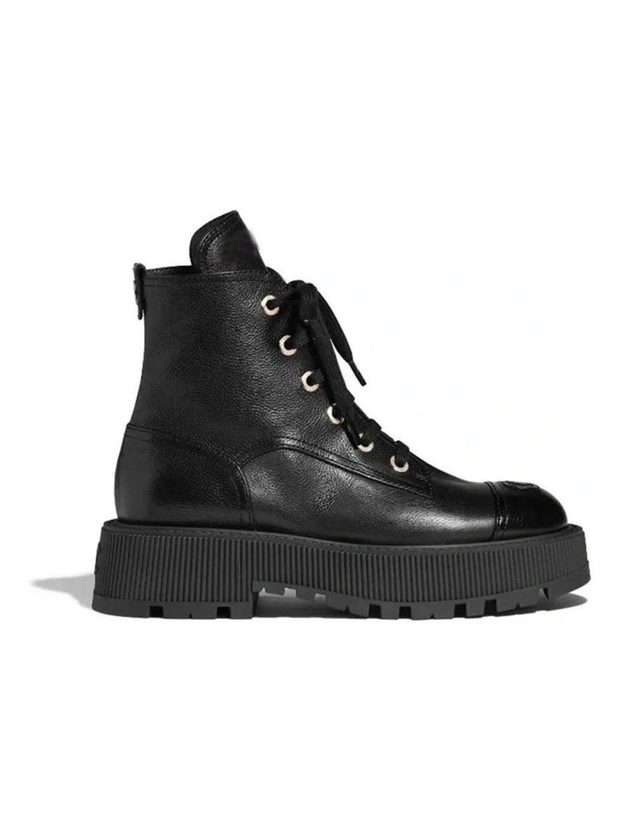 Chanel Black Combat Boots