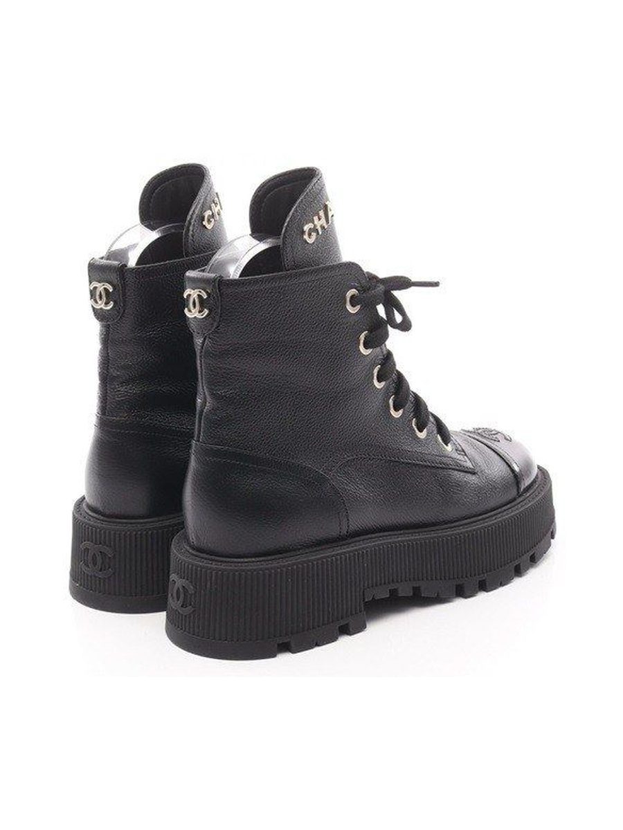 Chanel Black Combat Boots