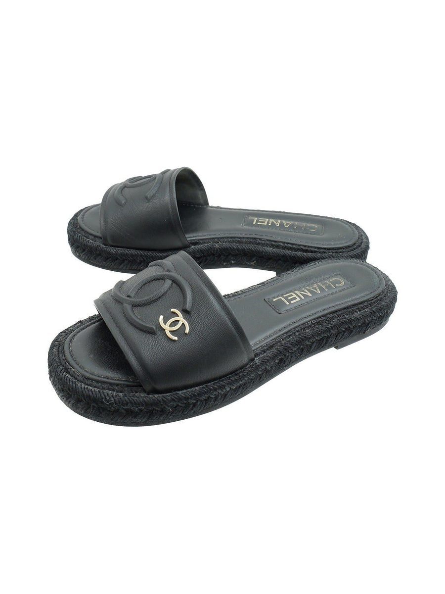 Chanel CC Espadrille Mule Sandals