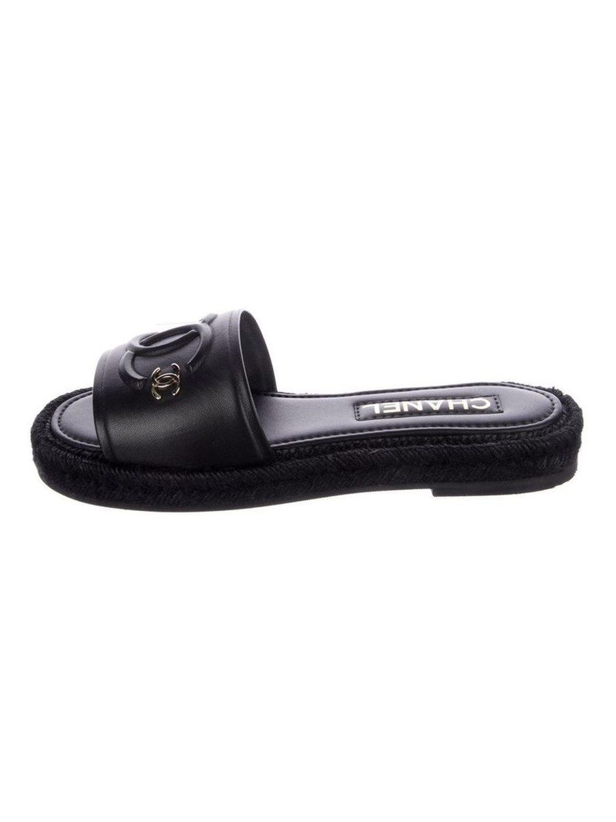 Chanel CC Espadrille Mule Sandals