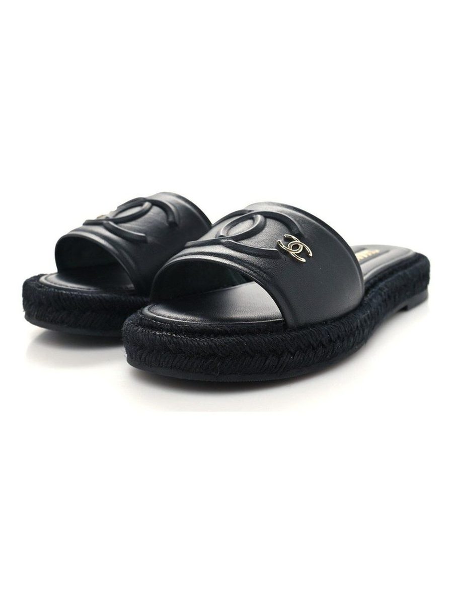 Chanel CC Espadrille Mule Sandals
