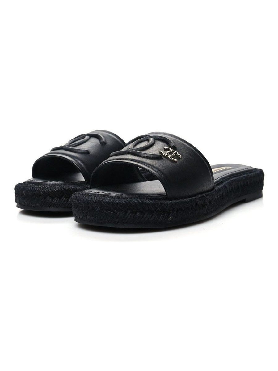 Chanel CC Espadrille Mule Sandals