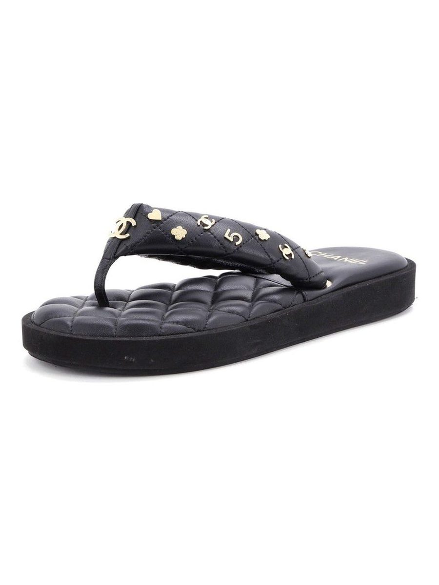 Charms Thong Sandals – black