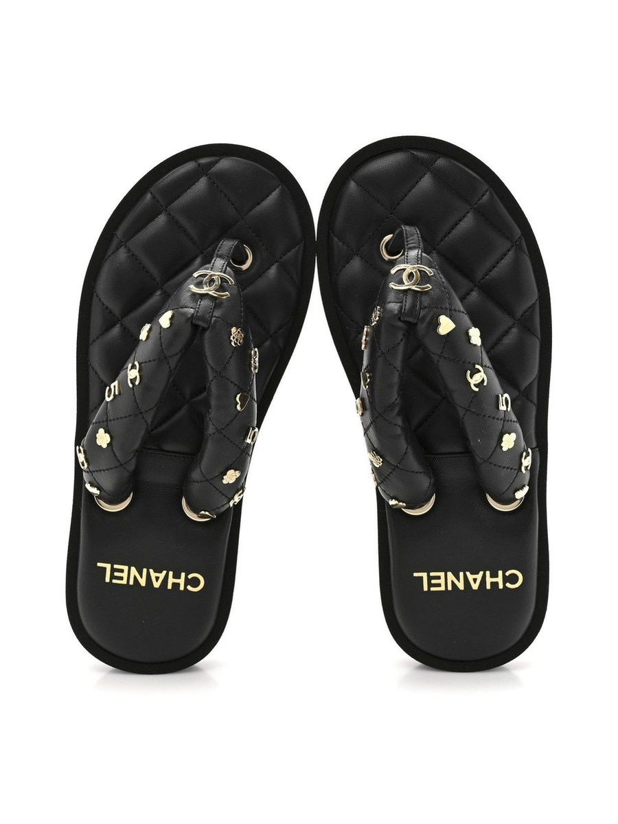 Charms Thong Sandals – black