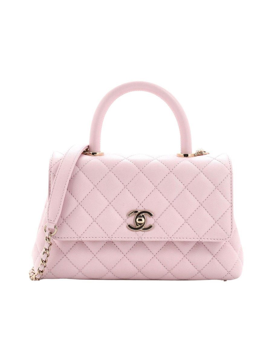 Caviar Coco Handle Flap Light Pink