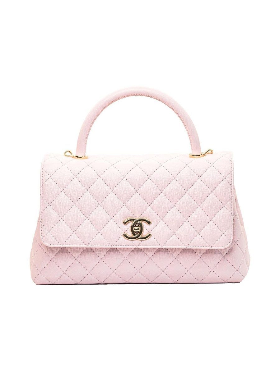 Caviar Coco Handle Flap Light Pink
