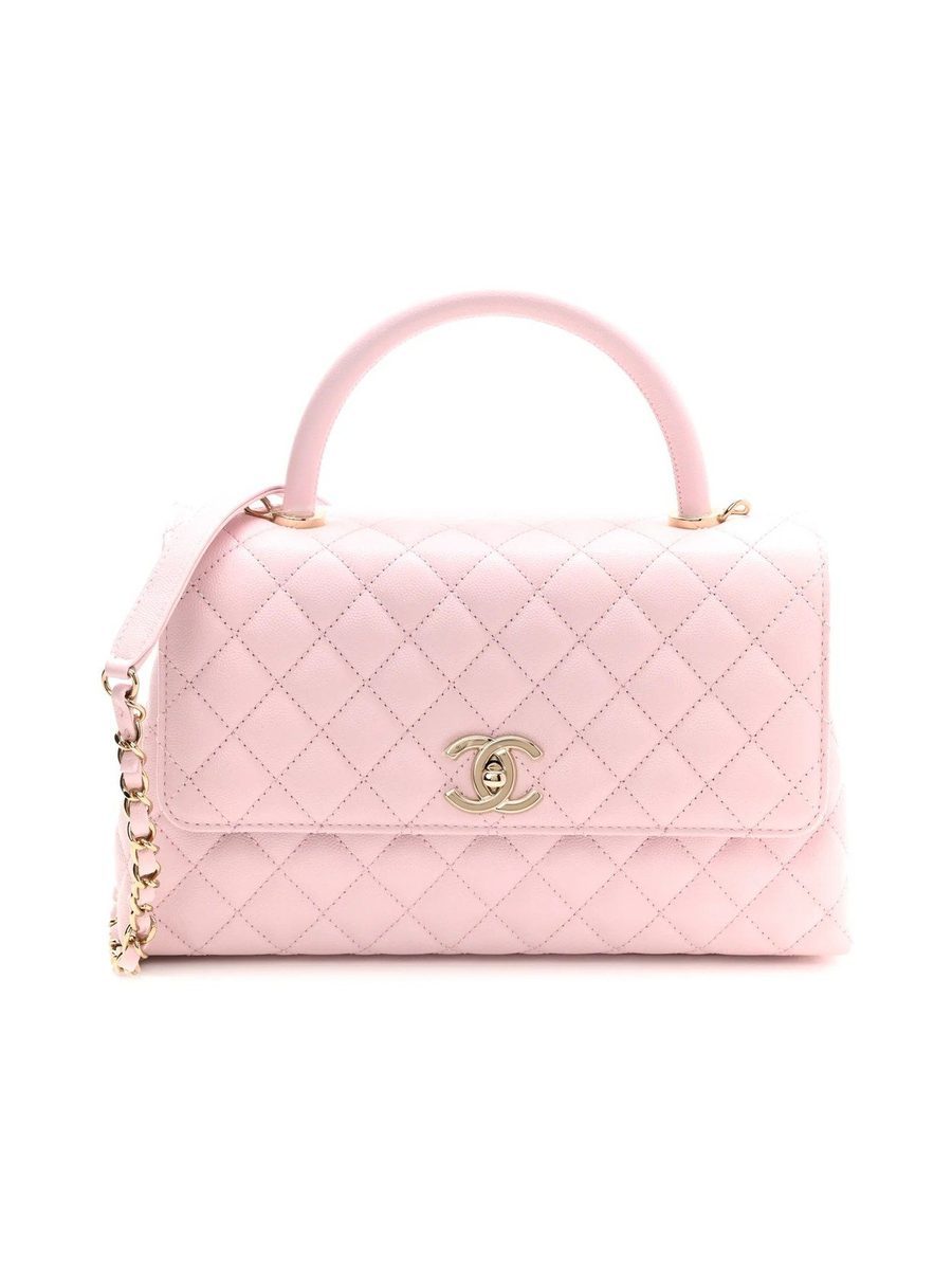 Caviar Coco Handle Flap Light Pink