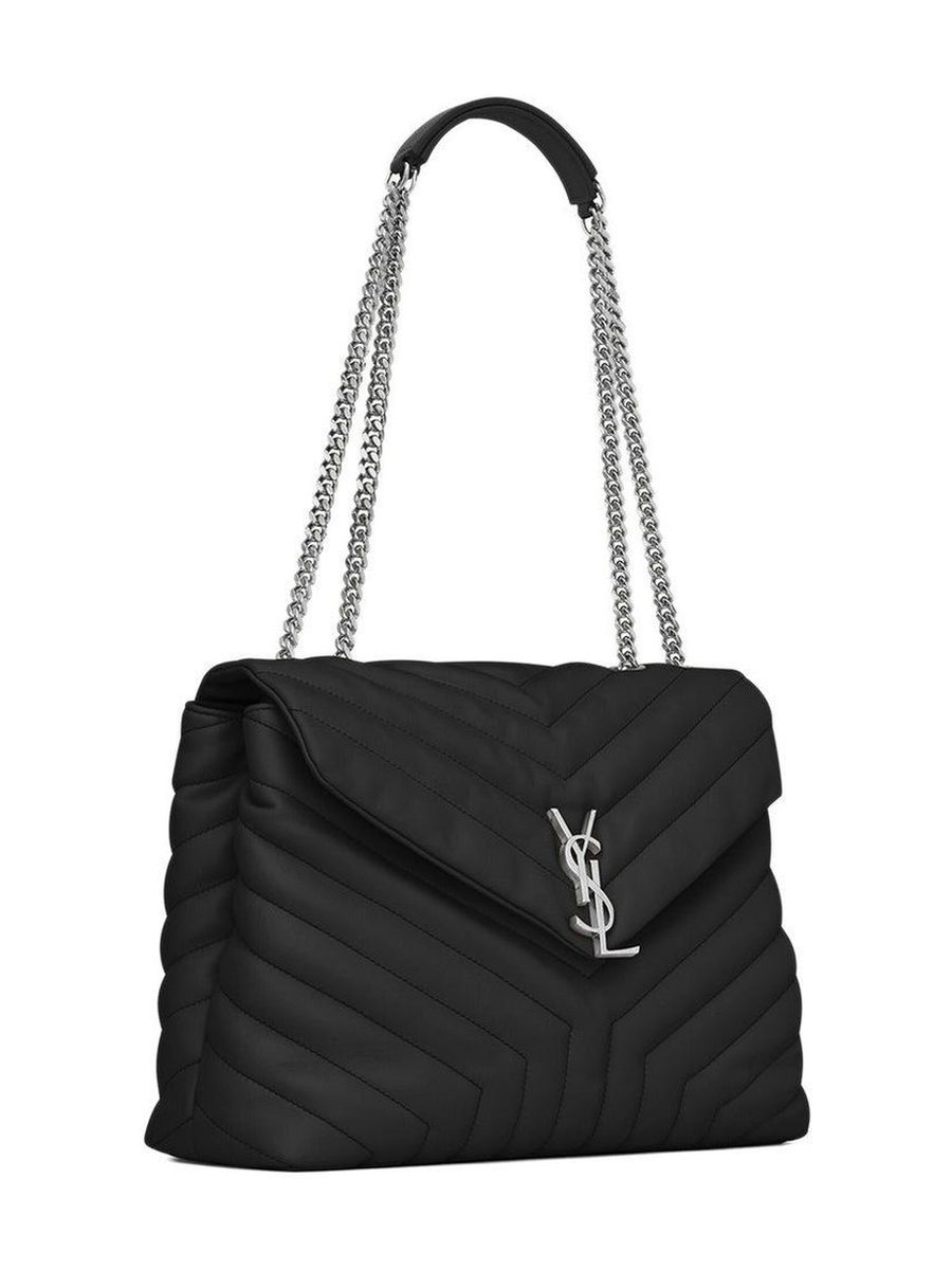 LOULOU LARGE CHAIN BAG WITH SLIVER