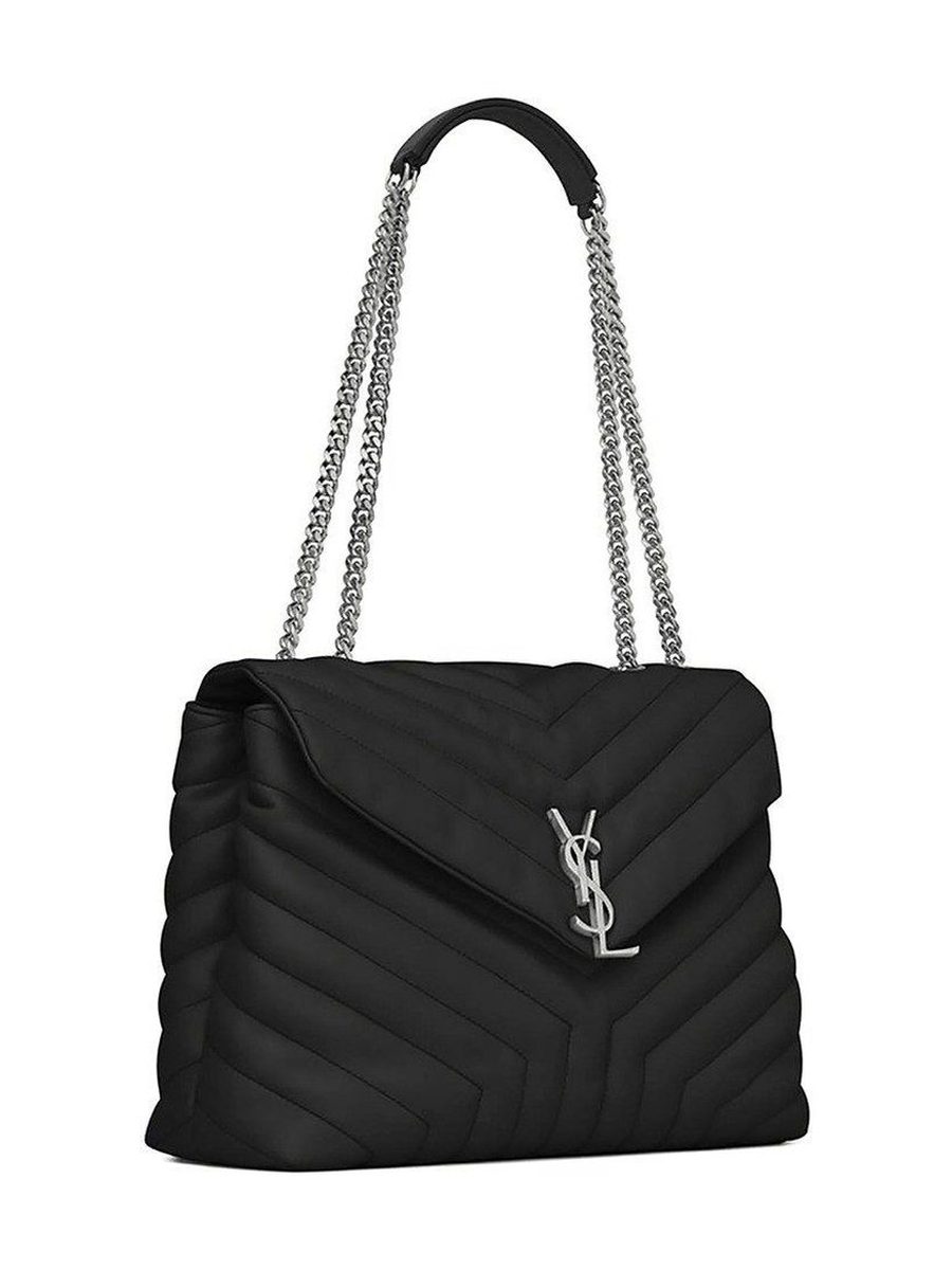 LOULOU LARGE CHAIN BAG WITH SLIVER