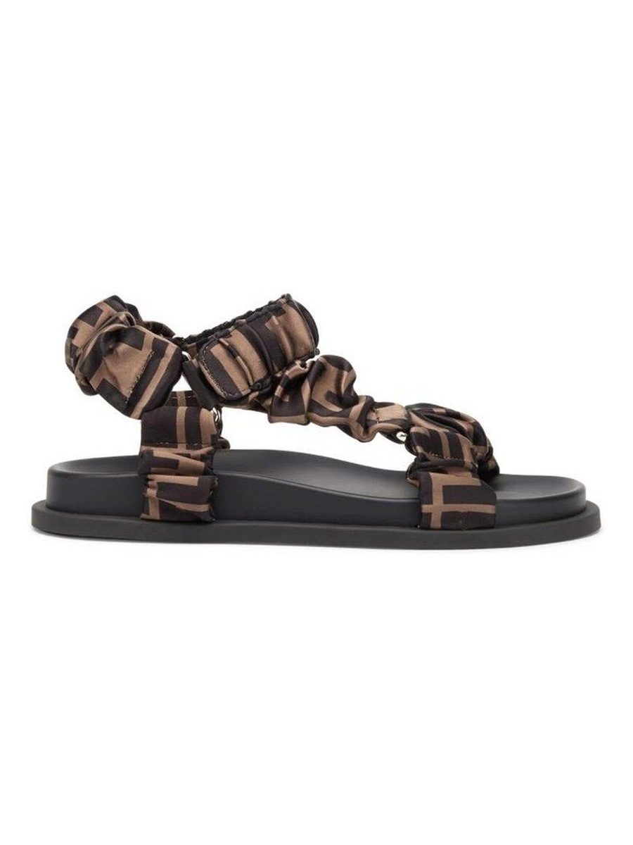 Fendi Feel Brown Satin Sandals