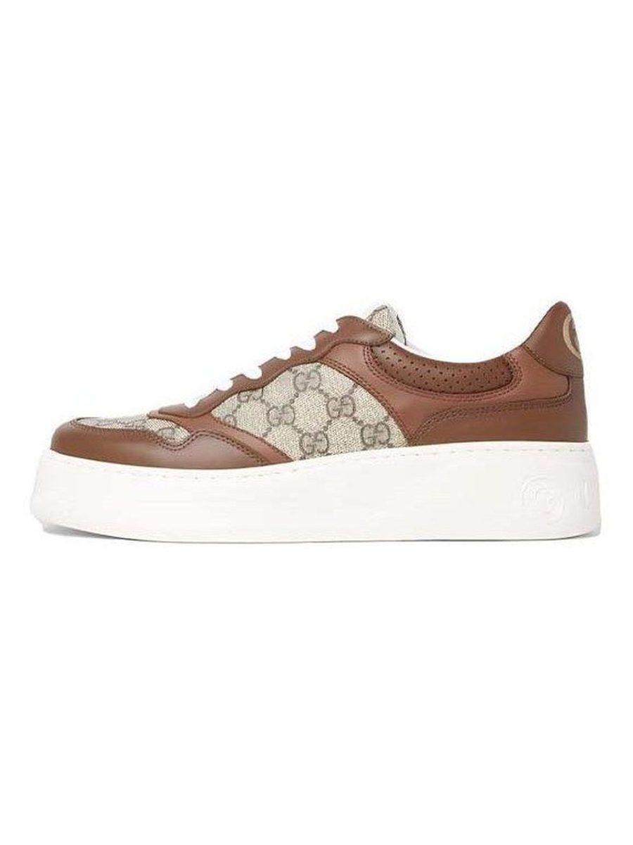 GG Supreme canvas leather-trimmed sneakers