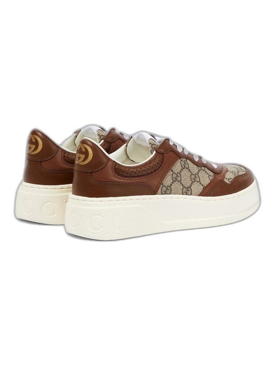 GG Supreme canvas leather-trimmed sneakers