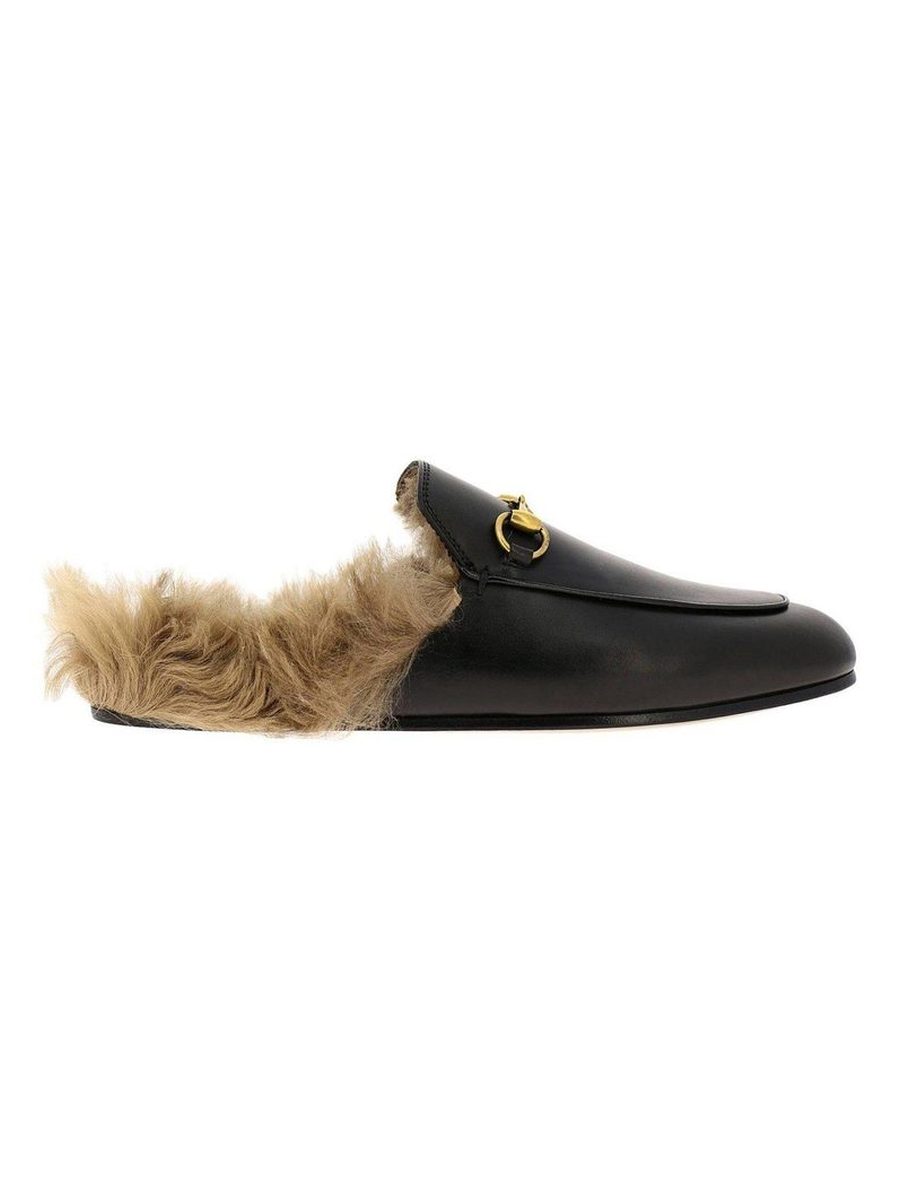 Princetown Fur-Lined Leather Mules