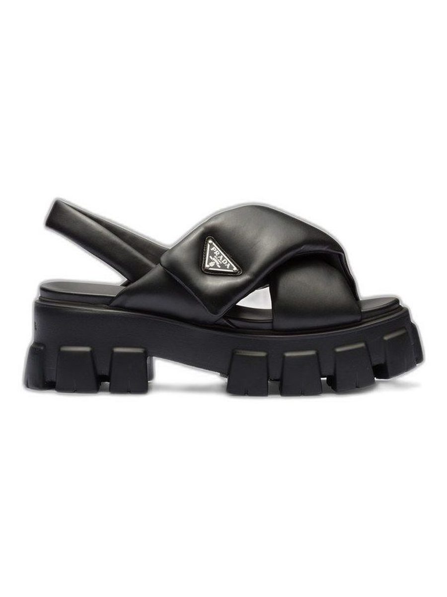 Prada Monolith Logo Plaque Platform Sandal