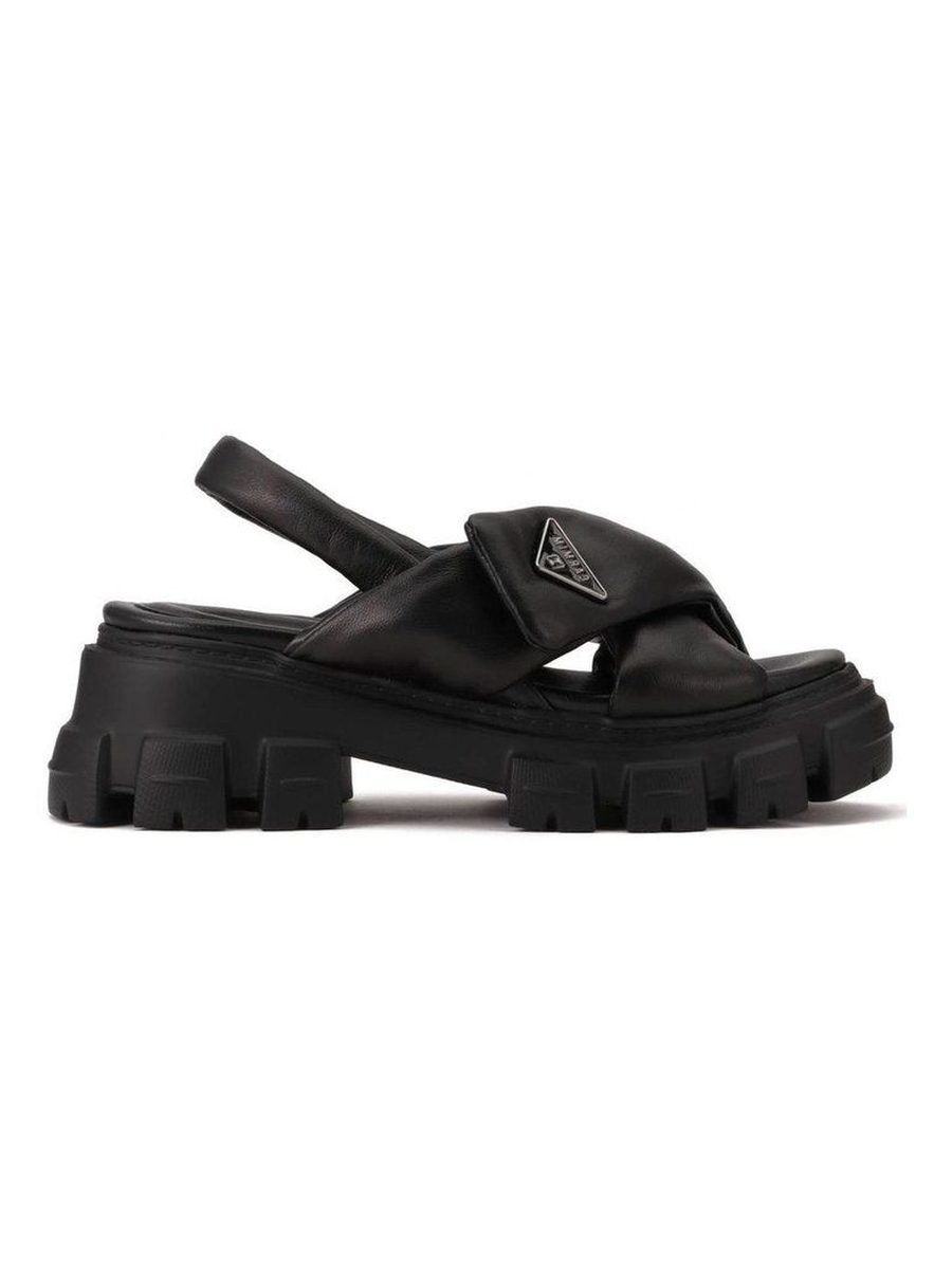 Prada Monolith Logo Plaque Platform Sandal