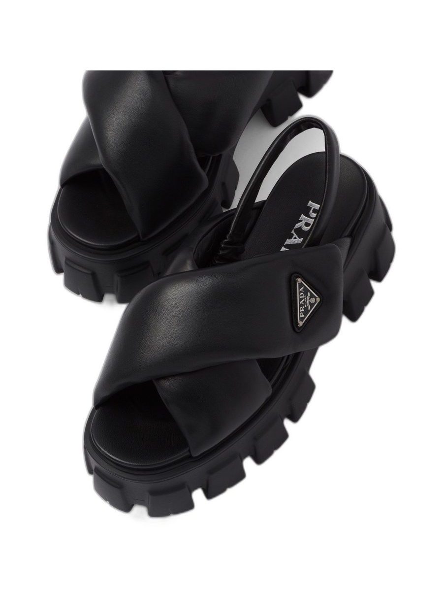 Prada Monolith Logo Plaque Platform Sandal