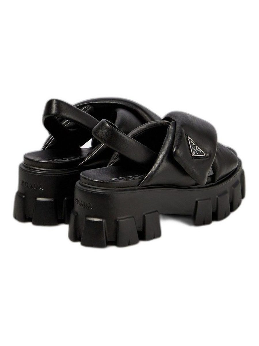 Prada Monolith Logo Plaque Platform Sandal