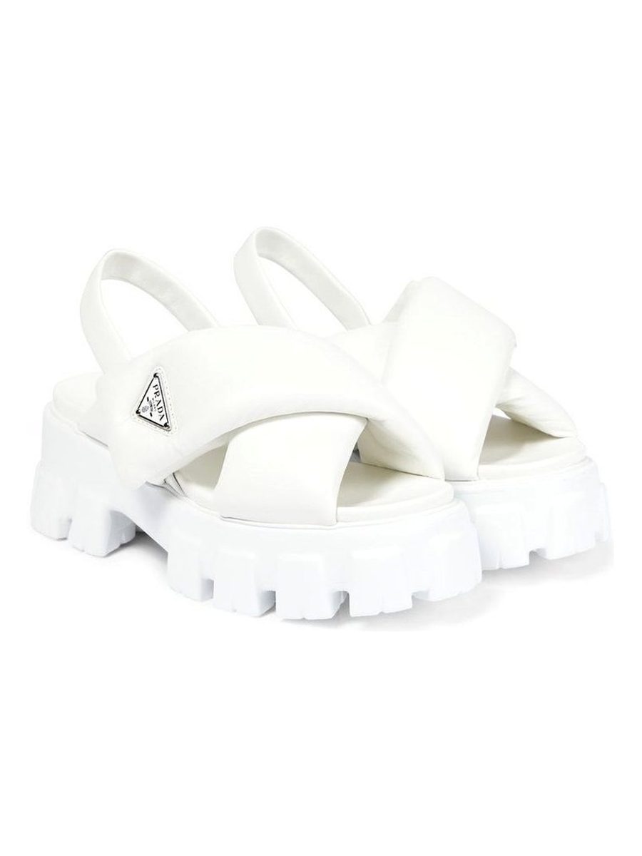 Prada Monolith Logo Plaque Platform Sandal