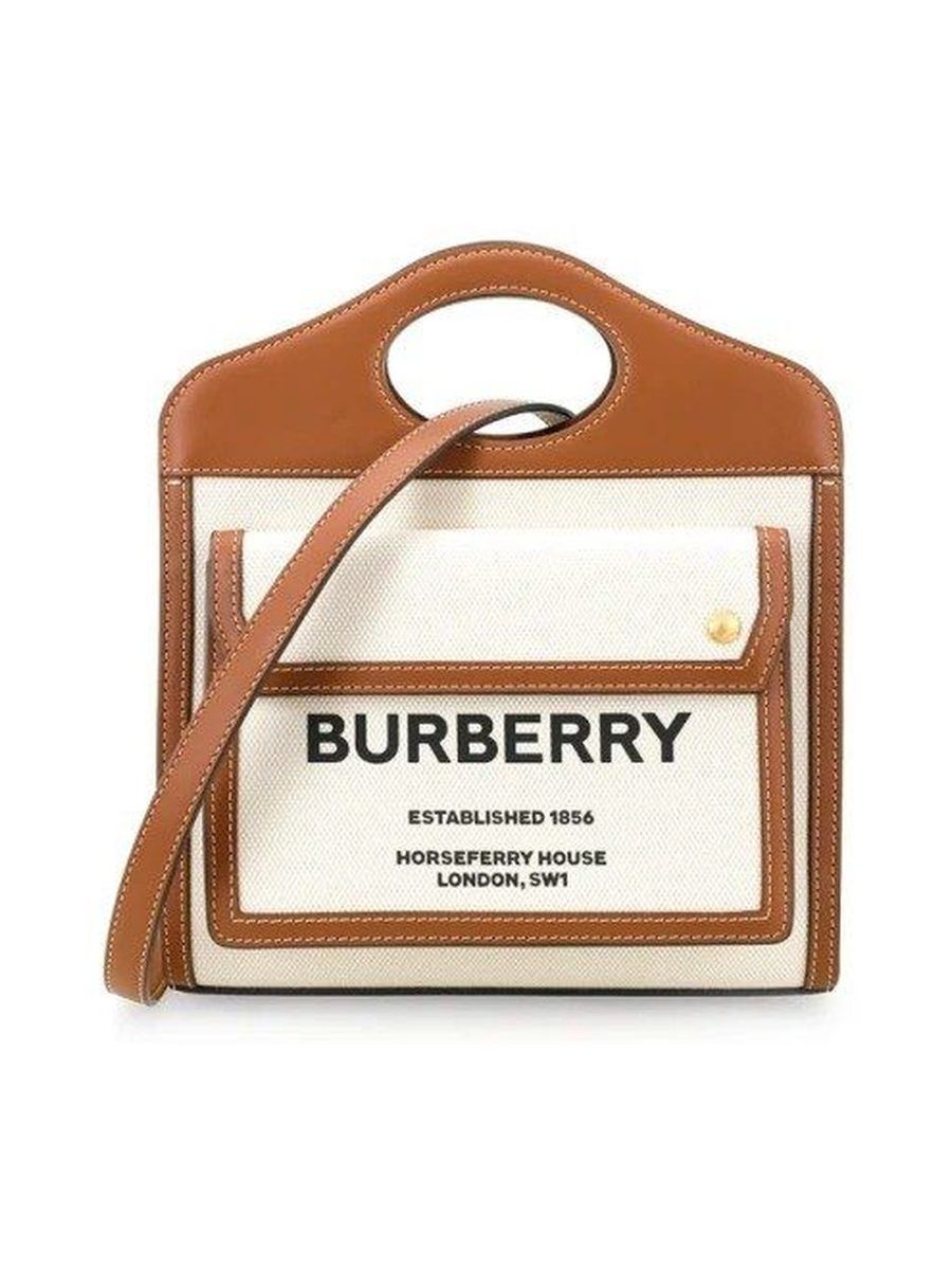 Two-tone Canvas Leather Pocket Bag