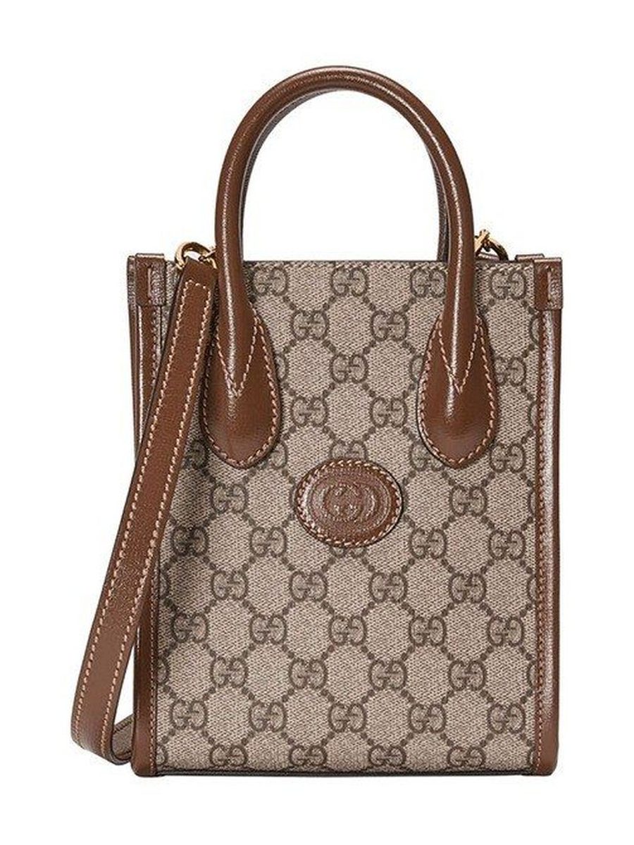 GG-Canvas & Leather Tote Bag