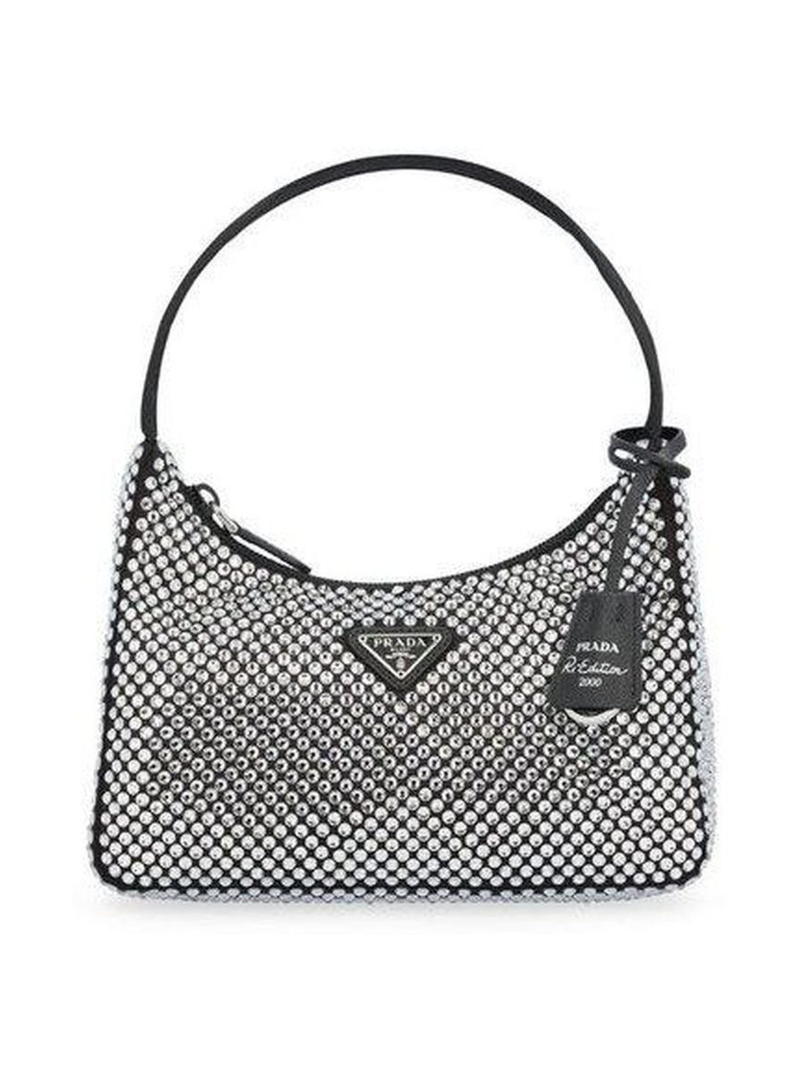 Satin mini-bag with crystals