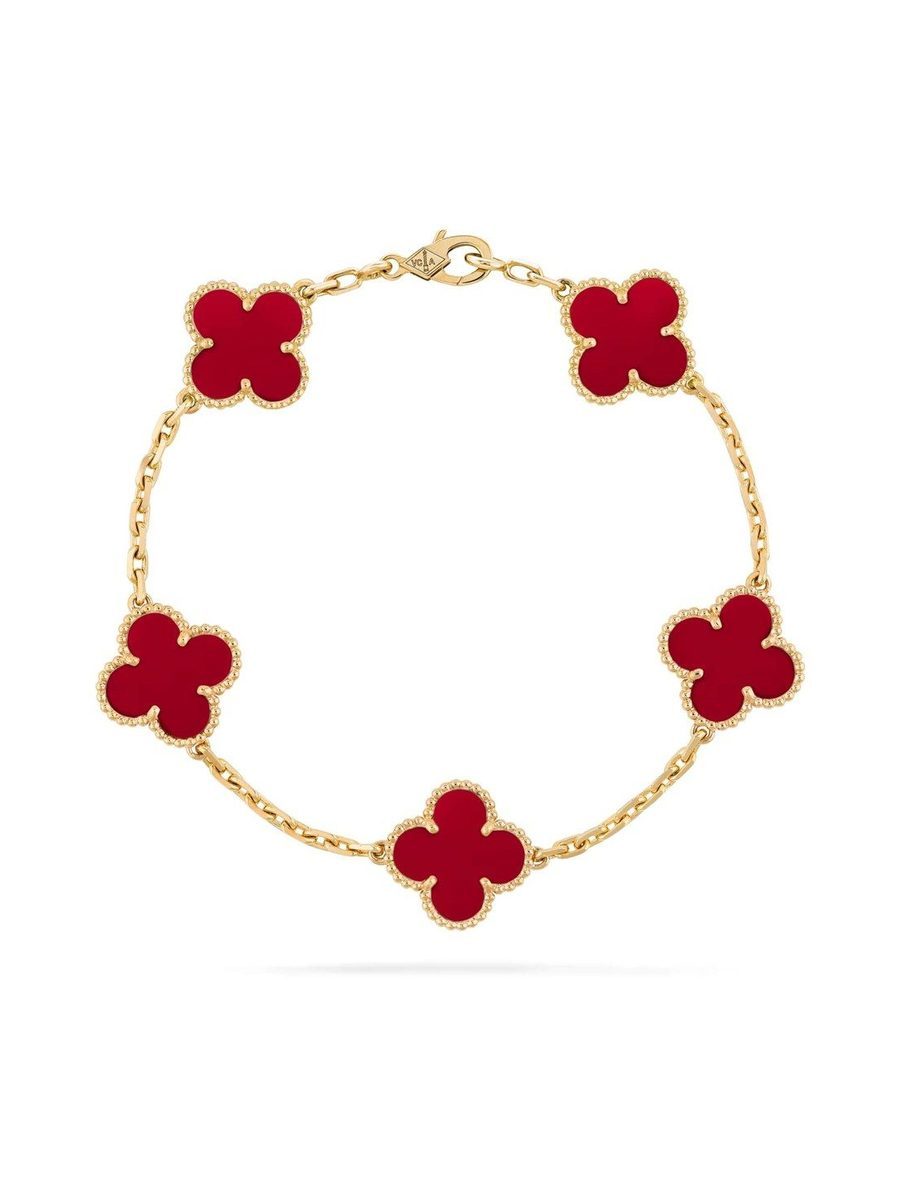 Vintage Alhambra bracelet 5 motifs Carnelian